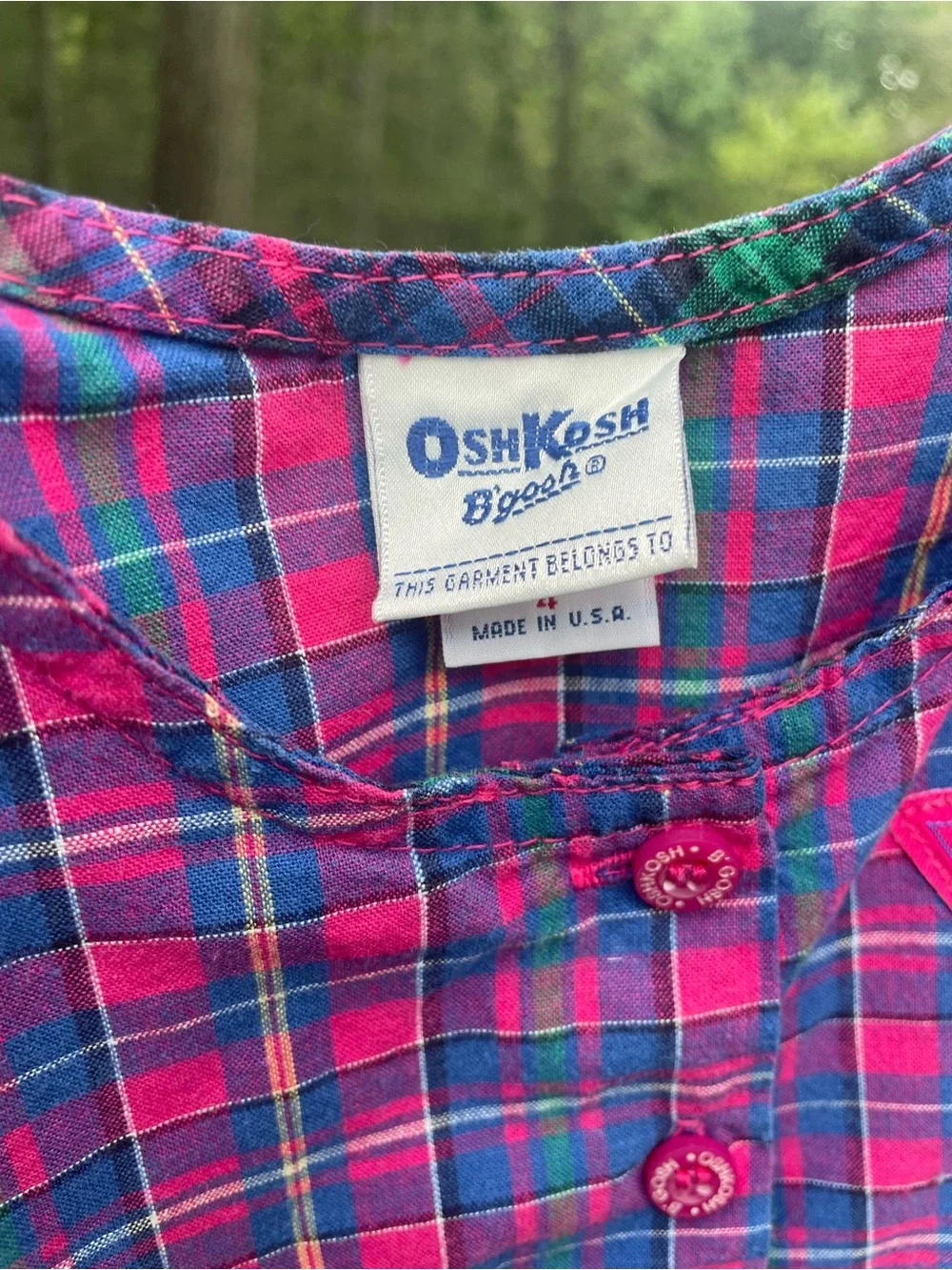 VTG 90’s Made in USA 🇺🇸 HTF! OshKosh B'gosh Pink & Blue Plaid Sleeveless Dress